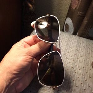 White & gold Coach modified aviator sunglasses